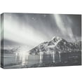 thumbnail image 3 of PixonSign Canvas Print Wall Art Vintage Style Northern Lights Over Mountains Nature Wilderness Photography Modern Art Contemporary Scenic Relax/Calm Grey Duotone for Living Room, Bedroom - 16"x24", 3 of 5