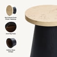 thumbnail image 3 of LuxenHome Light Wood Finish Top with Black Base Manufactured Wood Round Side Table, 3 of 7