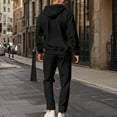 thumbnail image 4 of Men’s Hooded Pullover Sweatshirt and Jogger Pants Two-Piece Set Casual Drawstring Hoodie with Kangaroo Pocket, 4 of 5