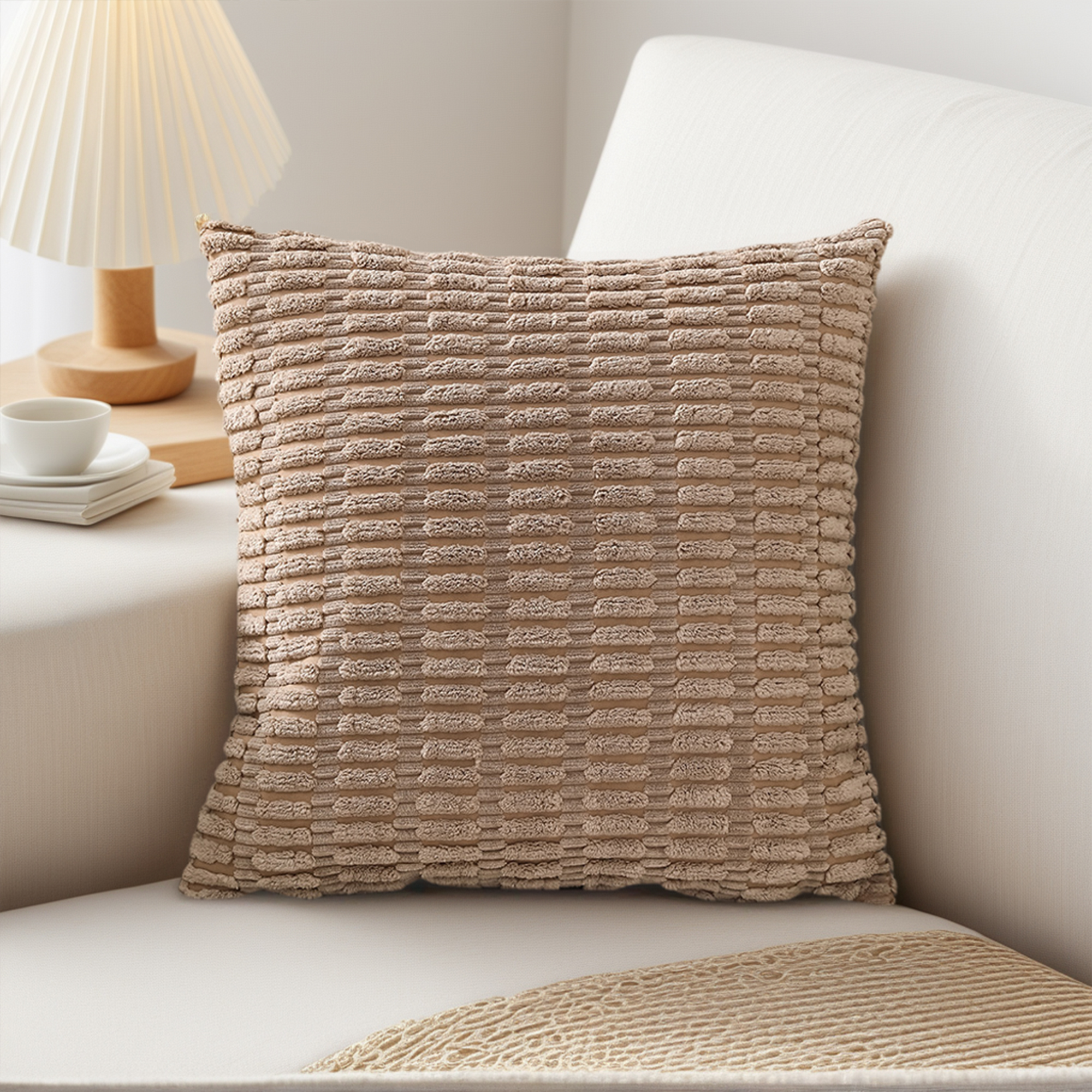 Unique Bargains 4 Pcs Modern Solid Throw Pillow Covers for Sofa 18" x 18" Brown/Green