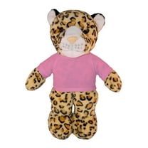 Made by Aliens Personalized Floppy Leopard-with Tee- Stuffed Animal Plush Toy- Custom Text on Shirt-Perfect Gift for- Valentine Day- Graduation Day- Birthday 8 inches (Pink)