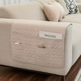 thumbnail image 1 of 2-Piece Waterproof Armrest Covers with 6 Pockets Anti-Slip Furniture Protector Armrest Storage Organizer for Cell Phone TV Remote Control Magazines, Beige, 1 of 5