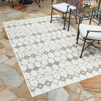 Unique Loom Outdoor Trellis Collection Area Rug - Cardak (4' x 6' Rectangle Ivory and Gray/Gray)