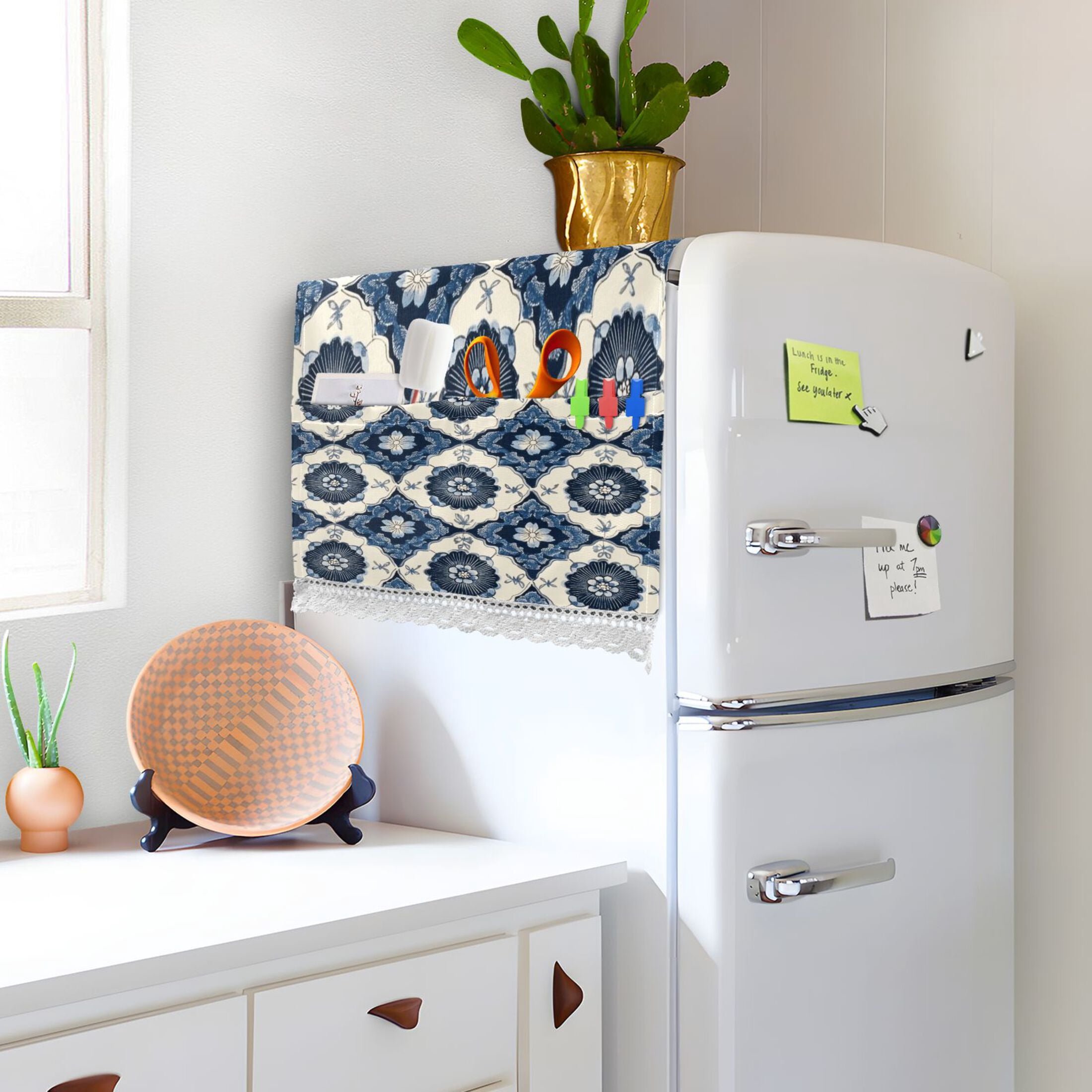 WOBOGO Elegant Pattern Of Traditional Washing Machine Cloth Dryer Refrigerator Top Cover Protective Non-Slip Mat For Kitchen Laundry
