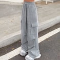 thumbnail image 6 of CAIVO Women's Solid Color Fashion Sport Pants High Waisted Drape Work Pants Loose And Casual Pants Slacks Trousers Chic Streetwear, 6 of 7