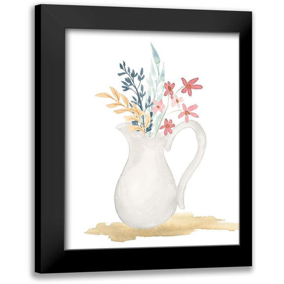 Price, Lucille 12x14 Black Modern Framed Museum Art Print Titled - Farmhouse Pitcher With Flowers