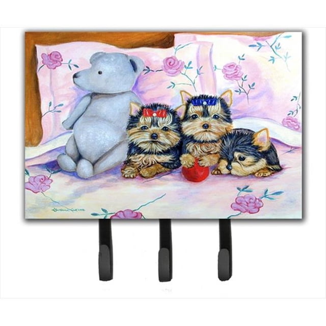 Carolines Treasures 7192TH68 Yorkie Puppies Three In A Row Leash Holder Or Key Hook