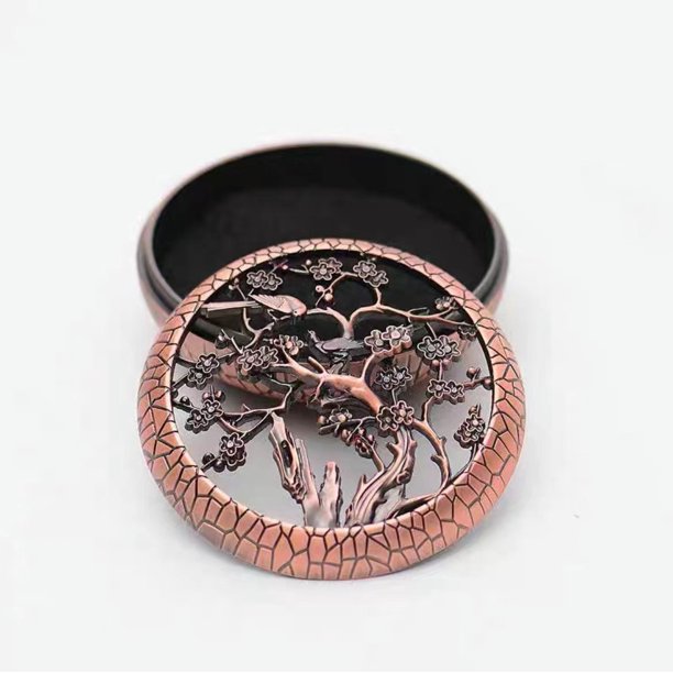 Soporte de incienso de aleación para quemador (incienso de cerámica con cono/cono/incienso) con soporte de incienso de león y algodón ignífugo, Red Copper Plum