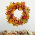 thumbnail image 4 of SkyAuks 14 Inch Fall Wreath Autumn Decorations for Front Door with Maple Leaves Pumpkins and Berries Harvest Thanksgiving Halloween Farmhouse Decor Indoor Outdoor Wall Window Hanging,, 4 of 7