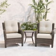 thumbnail image 6 of Meetleisure 3 Piece Wicker Patio Furniture Set, Rattan Chairs with Side Table, High Back, Deep Seating, Wide Armrest, Thick Cushions for Deck Porch, Beige, 6 of 9