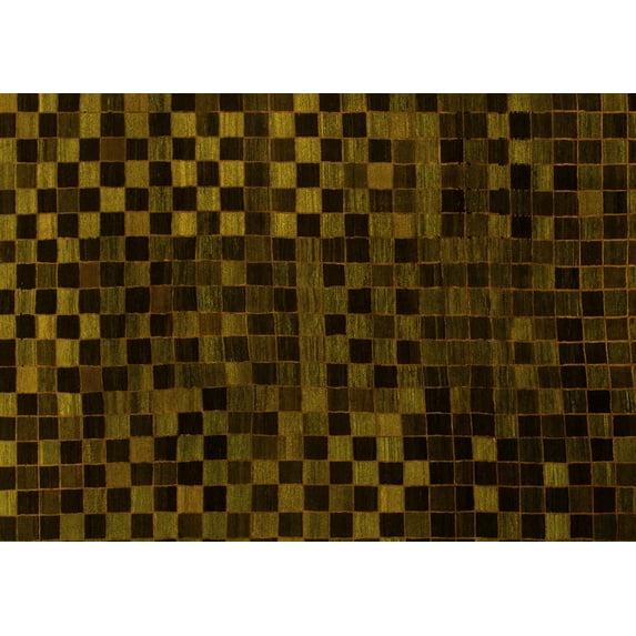 Ahgly Company Machine Washable Indoor Rectangle Abstract Yellow Modern Area Rugs, 5' x 7'