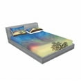 thumbnail image 3 of Ambesonne Tree Fitted Sheet & Pillow Sham Set, Surreal Sky Field Ombre, Twin, Blue Lime Brown, 3 of 3