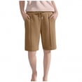 thumbnail image 4 of Mwjwdo Kids Shorts Girls Boys Sweat Shorts Casual Summer Short Drawstring Athletic Short Loose BermudaShorts with Pockets Khaki 140, 4 of 7
