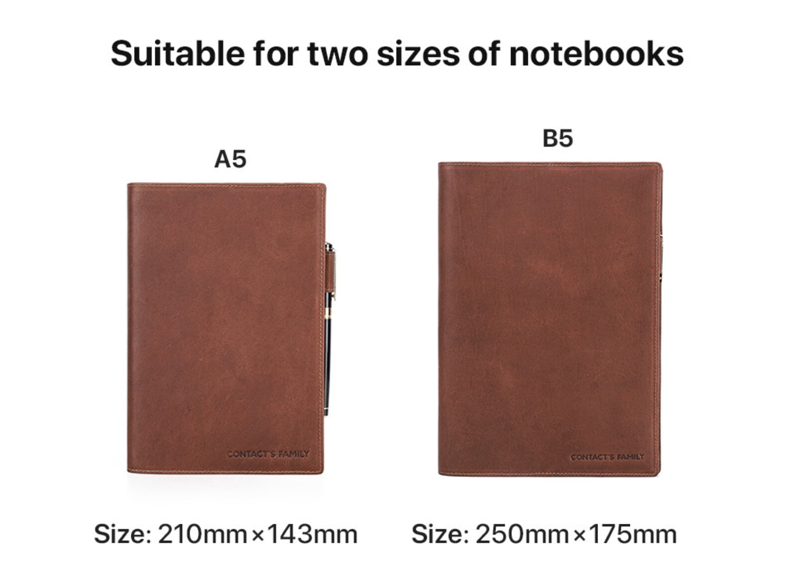 A5 Leather Notebook Cover with Pen Holder â Crazy Horse Vintage Cowhide Journal Case, Durable Handcrafted Refillable Sleeve for Travel, Office, Students & Writers