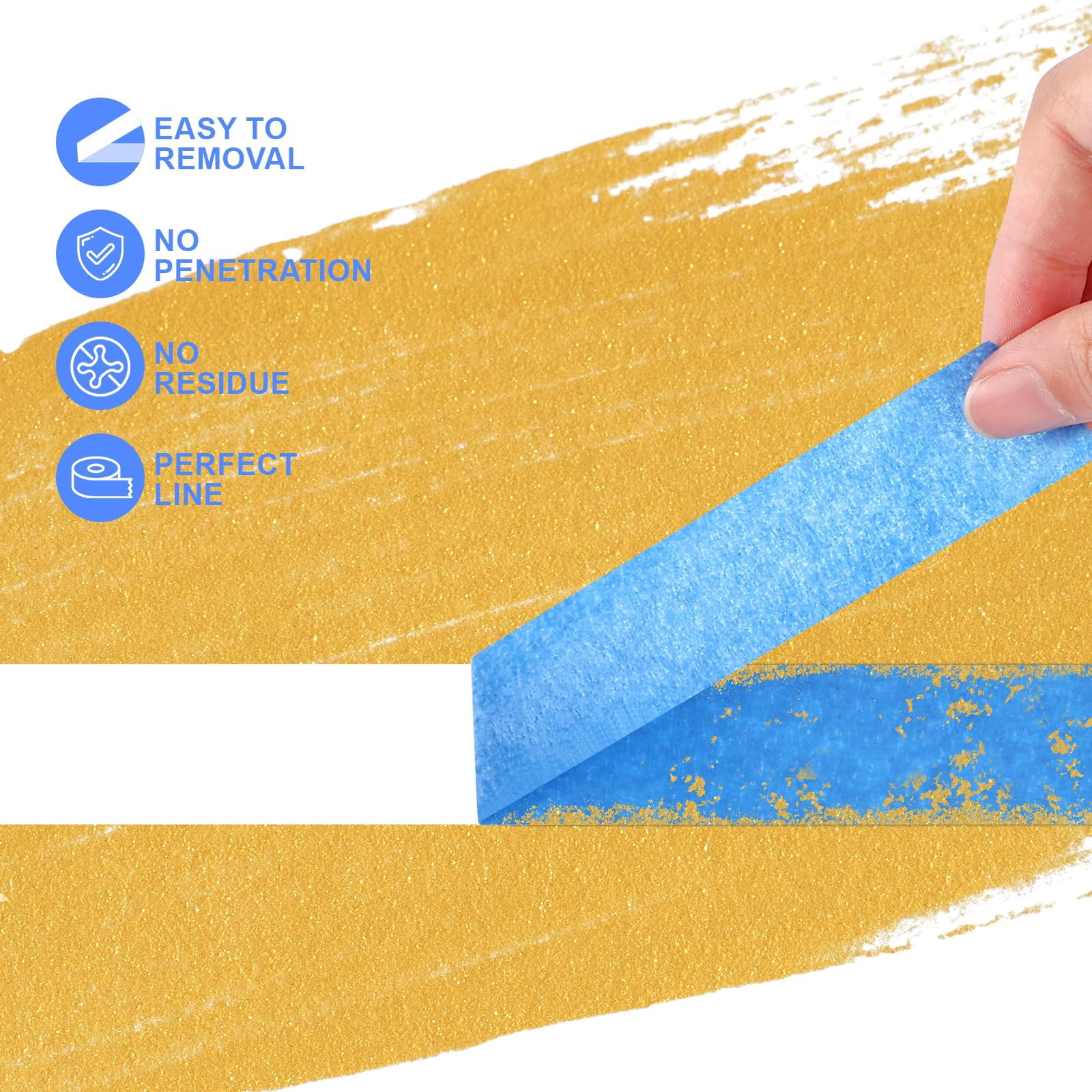 30 Rolls Blue Painters Tape 1 Inch Wide  55 Yards Multi-surface Bulk Masking With Lines Free Painting For Indoor And Outdoor Home Wall