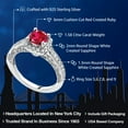 thumbnail image 2 of Gem Stone King 925 Sterling Silver Red Created Ruby and White Created Sapphire Engagement Ring for Women (1.58 Cttw, Cushion 6MM, Available in Size 5, 6, 7, 8, 9), 2 of 6