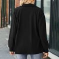 thumbnail image 4 of Waffle Knit Jackets for Women Trendy Fall Casual Button Down Long Sleeve Shirt Outerwear Coat with Pocket (M, Black), 4 of 7