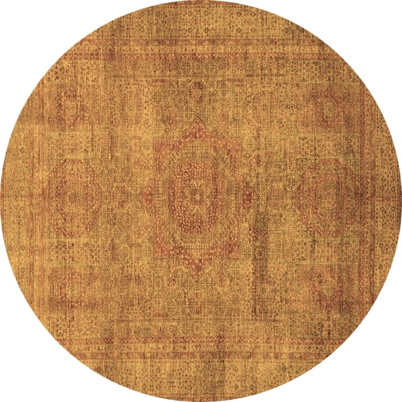 Ahgly Company Indoor Round Abstract Brown Modern Area Rugs, 8' Round