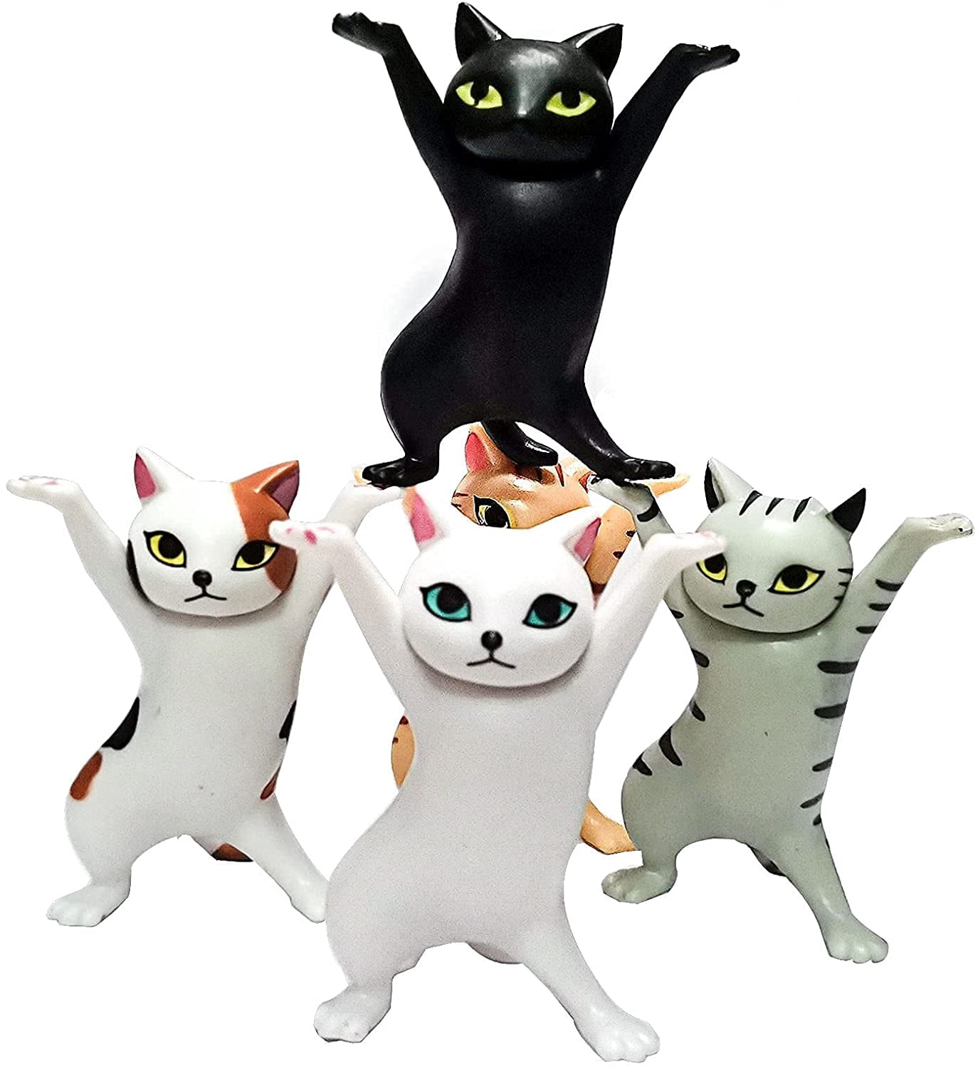 5 Piezas Divertido Gato Portalápices Baile Gato Figura Gato Auriculares Gato Soporte Sin Ataúd