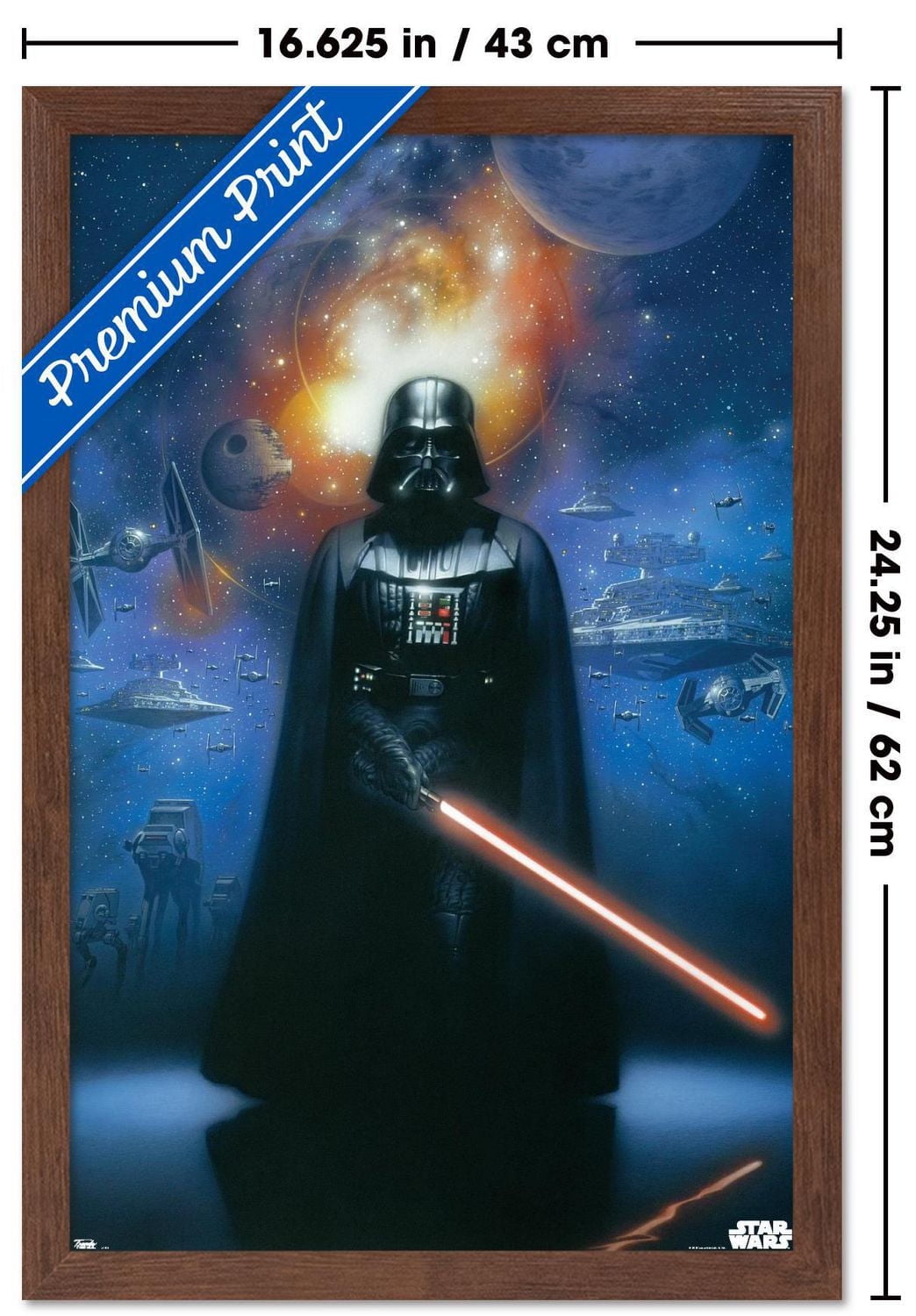 Star Wars: Saga - Vader in Space Wall Poster, 14.725" x 22.375" Framed