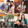 thumbnail image 4 of Pioneer Flower Floral Print Pattern Apron-Garden Aprons for Women with Pockets-Cotton Linen Waterproof Kitchen Cooking Gardening Aprons Adjustable for Kitchen,Cooking,BBQ and Salon 33x27 Inch, 4 of 7