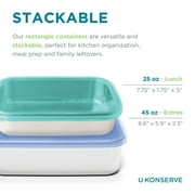 U-Konserve Stainless Steel Rectangle Food Storage Bento Box Container, Leak Proof Silicone Lid Dishwasher Safe - Plastic Free, 25oz (Clear Lid)
