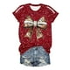 thumbnail image 3 of Blusas de Manga Corta para las Mujeres, Moda Impresa Cuello Redondo Camiseta Superior, Ligero Poliéster Casual, 3 of 5