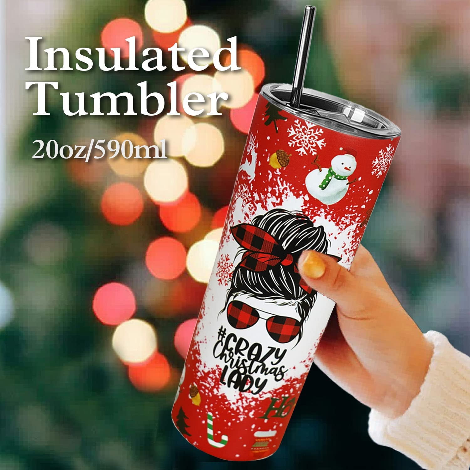 Christmas Deck The Halls Tumbler Red And Black Checkered  Tumbler Enjoy These Tumblers for Drinking Cold Drinks Hot Drinks: Tumblers  & Water Glasses