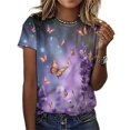 thumbnail image 3 of Lavender T-Shirts Casual T-Shirt Short Sleeve Women Trendy Tshirt Beach Custom Tops, 3 of 5