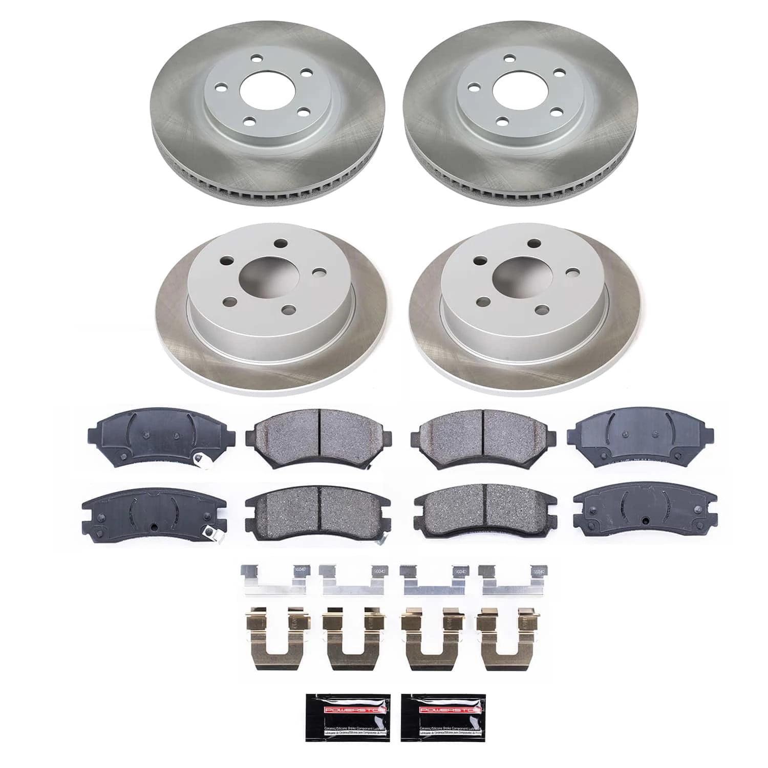 PowerStop Front and Rear Semi-Coated Rotor and Low-Dust Ceramic Brake Pad Kit SC1544