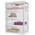 Sterilite Plastic 5 Drawer Wide Tower White