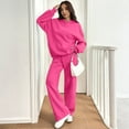 thumbnail image 2 of Women's Lounge 2 Piece Sweatsuit Set Oversized Hoodie Wide Leg Sweatpants Casual Track Outfit Hot Pink 2XL, 2 of 7