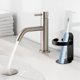 thumbnail image 5 of Estante de pared para baño sin agujeros para el hogar, estante para botellas, estante para vasos y cepillos de dientes, soporte colgante de aluminio multifuncional con soporte resistente Akmoler, 5 of 9