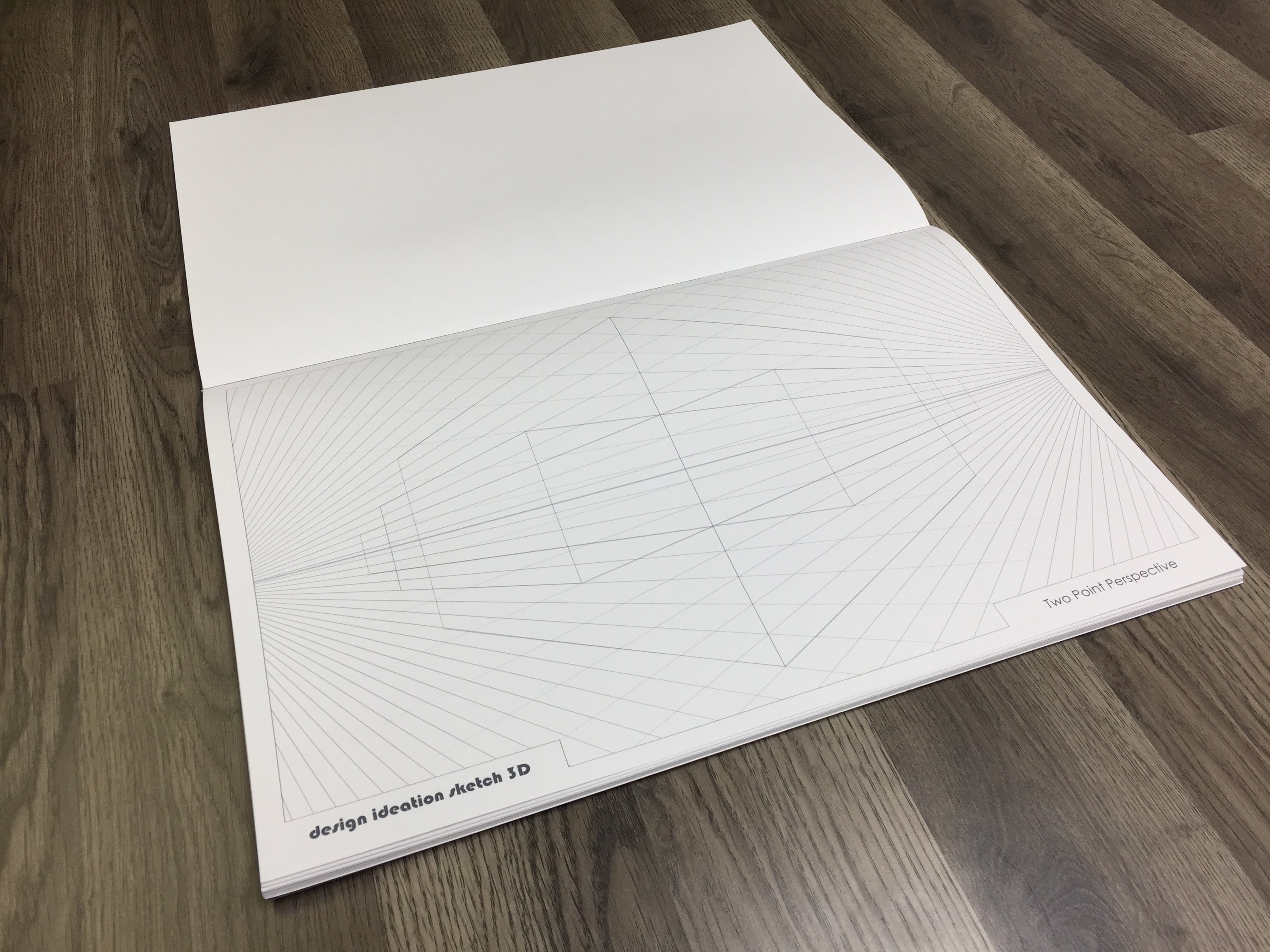 Perspective Grid Pad. Removable Sheets. Mixed Media Paper. Reinforced Lay Flat Binding. 2 Point. Grey. (11" X 17") PAD-2550-TS-H (2 Pads)