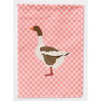 Carolines Treasures BB7903GF Pomeranian Rogener Goose Pink Check Garden Flag