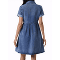 thumbnail image 3 of INSPIRE CHIC Women's Dress Collared Button Down Short Sleeve A Line Jean Dresses XS Blue, 3 of 5