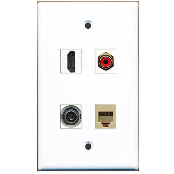 RiteAV - 1 Port HDMI 1 Port RCA Red 1 Port Phone RJ11 RJ12 Beige 1 Port 3.5mm Wall Plate