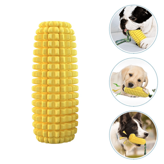 【Squeaky & Unbreakable】Extra Tough Dog Chew Toys for Aggressive Chewers - Long Lasting Corn Shape Teething Bone with Loud Squeaker, Puppy Chew Toys for Small Medium Large Dogs