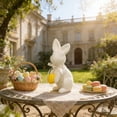 thumbnail image 6 of AURIGATE Easter White Flocked Bunny Figurine 4.7×8.6in, Foam Rabbit Statue with Easter Egg for Spring Easter Tabletop Home Farmhouse Party Decor, 6 of 9