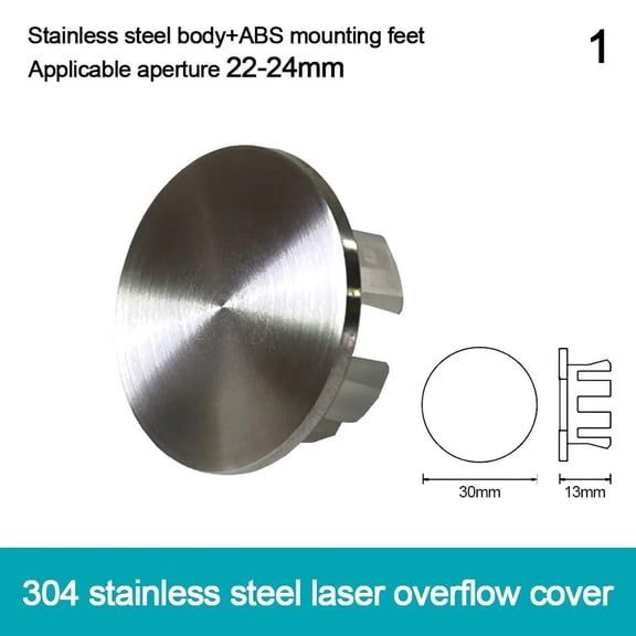 Stainless Steel Basin Sink Hole Overflow Cover Ring Insert Replacement Hole Hollow Round Drain Caps Plug Bathroom Basin Accessor