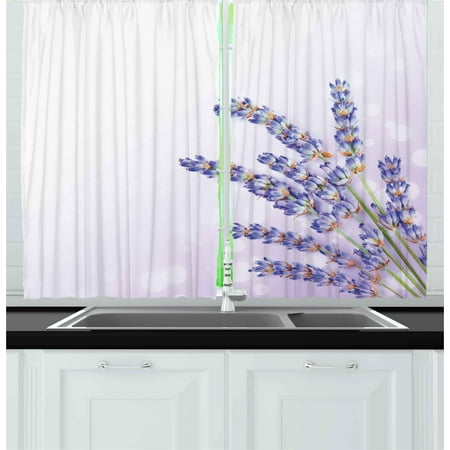 Lavender Curtains 2 Panels Set, Little Posy of Medicinal Herb Fresh Plant of Purple Flower Spa Aromatheraphy Organic, Window Drapes for Living Room Bedroom, 55W X 39L Inches, Lavander, by (The Best Little Spa)