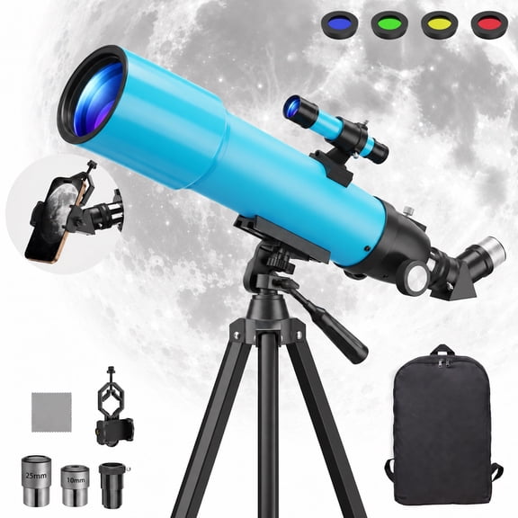 QUNSE High Powered Telescope for Adults & Beginners, 80mm Aperture 500mm Refractor, 20X–150X Magnification, Fully Multi-Coated Optics, Adjustable Tripod, Phone Adapter & Backpack