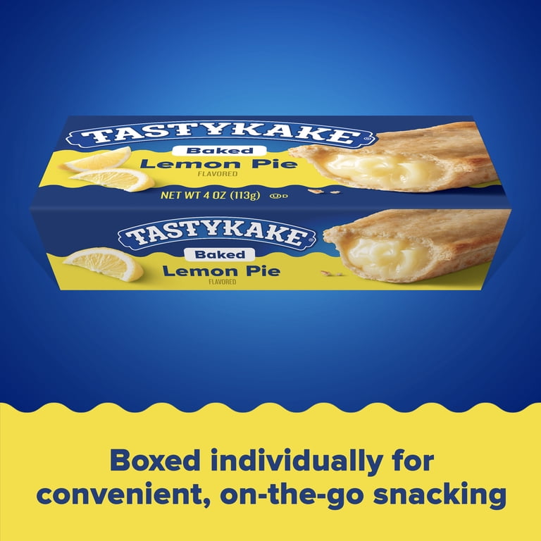 Tastykake Baked Lemon Boxed Pie, 4 oz, Individually Wrapped Snack