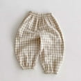 thumbnail image 6 of Cowsor Kids Boys Girls Cotton Linen Plaid Long Pants Classic Stylish Comfortable Daily Wear Bottoms For School Play, 6 of 6
