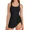 Black, variant on One Piece Swimdress Swimsuit for Girls Tummy Control Scalloped Swim Skirt Bathing Suit, Sizes 7-16 Y