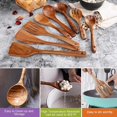 thumbnail image 5 of Cucharas de madera para cocinar, juego de utensilios de cocina antiadherentes, cucharas de madera, juego de utensilios de cocina, utensilios de madera de teca natural que no se ray, 5 of 5