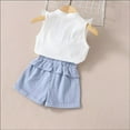 thumbnail image 2 of YEEDISON Summer Girls Outfits Embroidered Flower Ruffles Single Breasted Sleeveless Tops+short Pants Girls Clothing Set Baby Clothes for 18M-3Y, 2 of 4