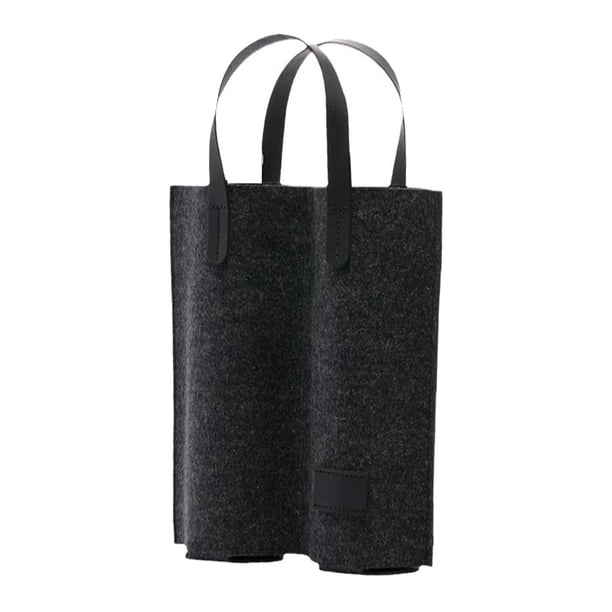 Bolsa de fieltro para transportar botellas de vino, bolsa de regalo con asa y 2 compartimentos para fiestas. Negro