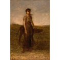 thumbnail image 2 of George Fuller 11x14 Black Ornate Wood Framed Double Matted Museum Art Print Titled: Girl and Calf (Led Through Meadows), 2 of 5