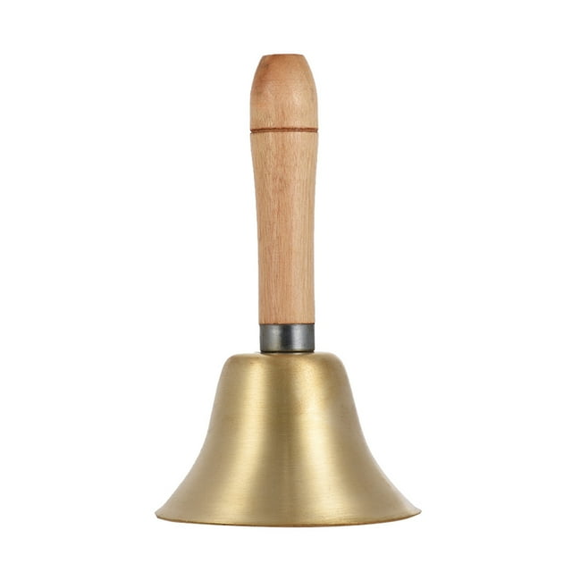 Campana de percusión Campana de mano de latón en voz alta Llaves de campanas de campana con timbre de madera con manija de madera para la decoración del Festival de la boda Línea de alimentos Alarma H TOMSHOO Campana de percusión